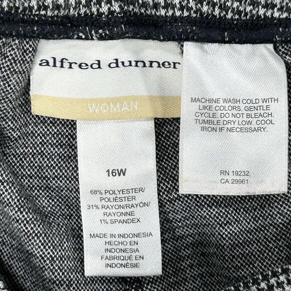 Alfred Dunner Pants Women's 16 Black White Houndstooth Pockets Stretch Pull On - Picture 8 of 9